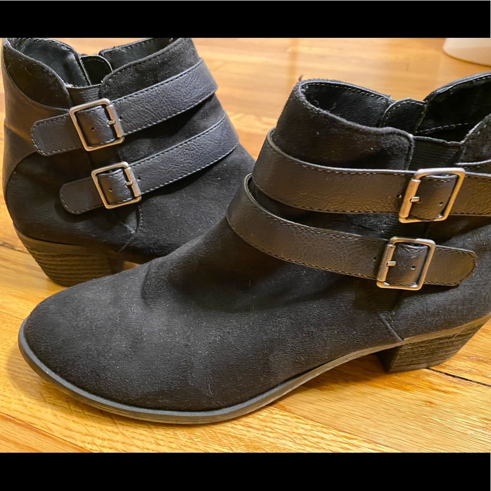 Black suede booties